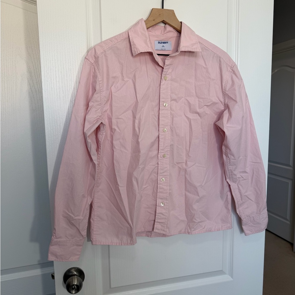 Old Navy Light Pink Casual Cropped Button Down Shirt XS